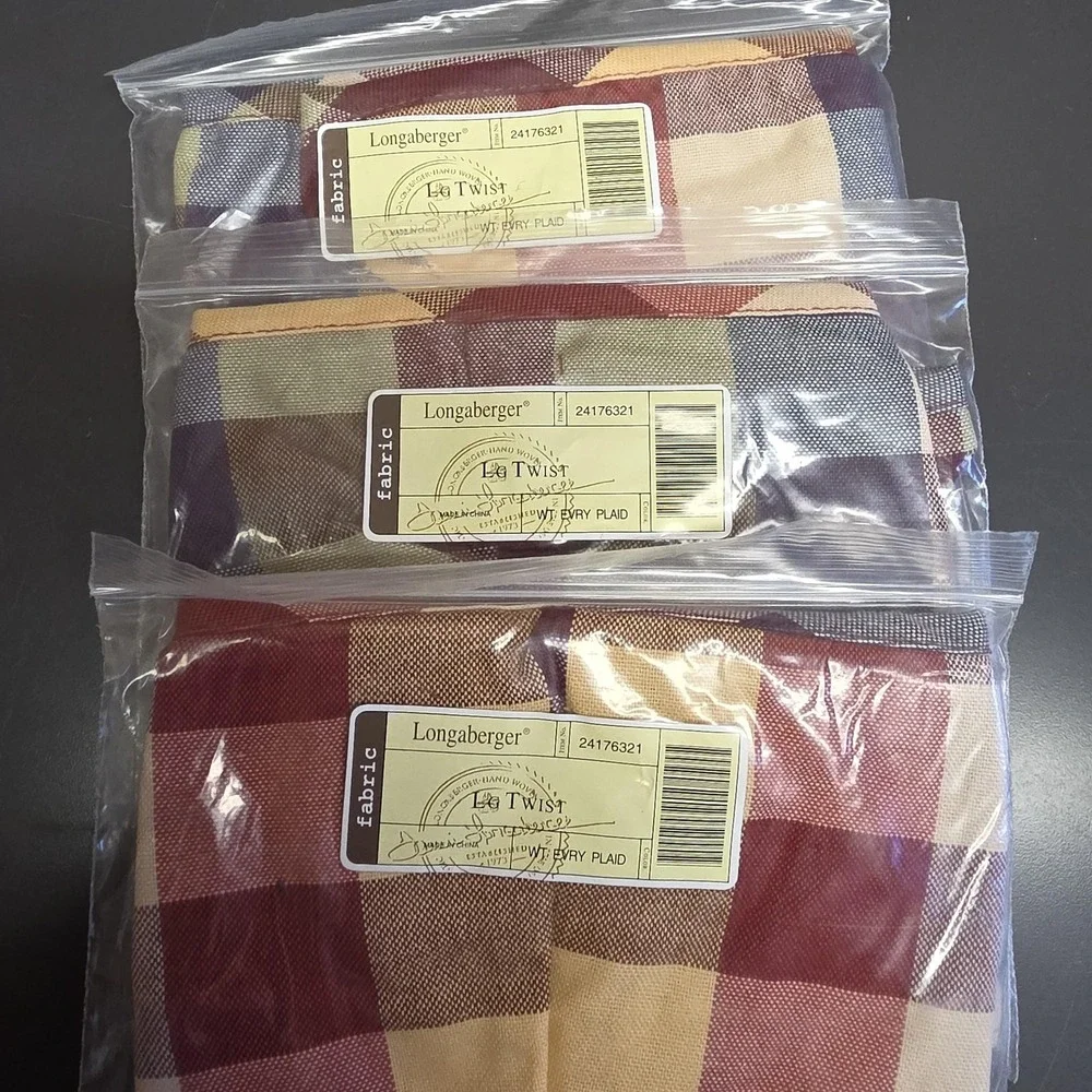 Longaberger Lg Twist Basket Liner WT Evry Plaid Fabric Large Multicolor Country‎